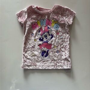 Disney Pink Velvet Minnie Mouse Short Sleeve Tee